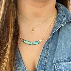Abalone Shell Crescent 14K Gold Adjustable Necklace